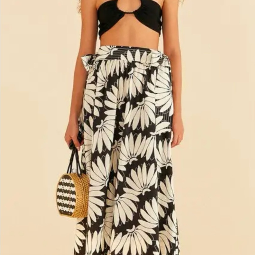 FARM RIO COPACABANA black bow midi skirt